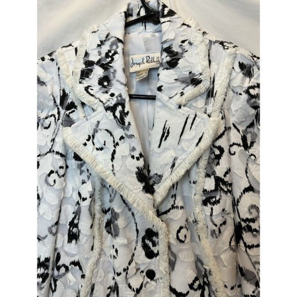 Joseph Ribkoff 4 Black & White Floral Burnout Jacket NWT $251